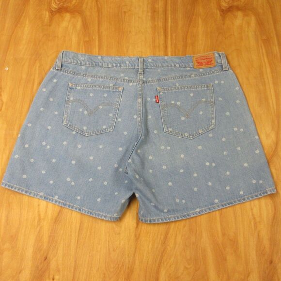LEVI'S Polka Dot Mid Length Denim Jean Shorts Sz 34 (18) Light Wash Cotton Jorts - Picture 10 of 14